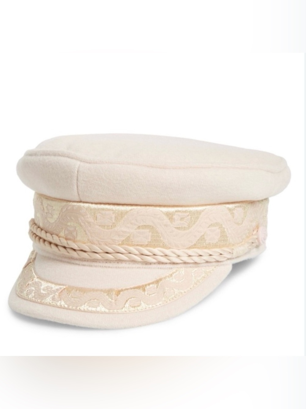 Lack Of Color Cream Embroidered Baker Boy Cap